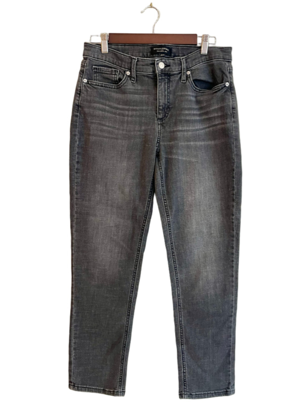 Banana Republic Girlfriend Jeans Womens 28/6 Gray Black Wash Slim Straight